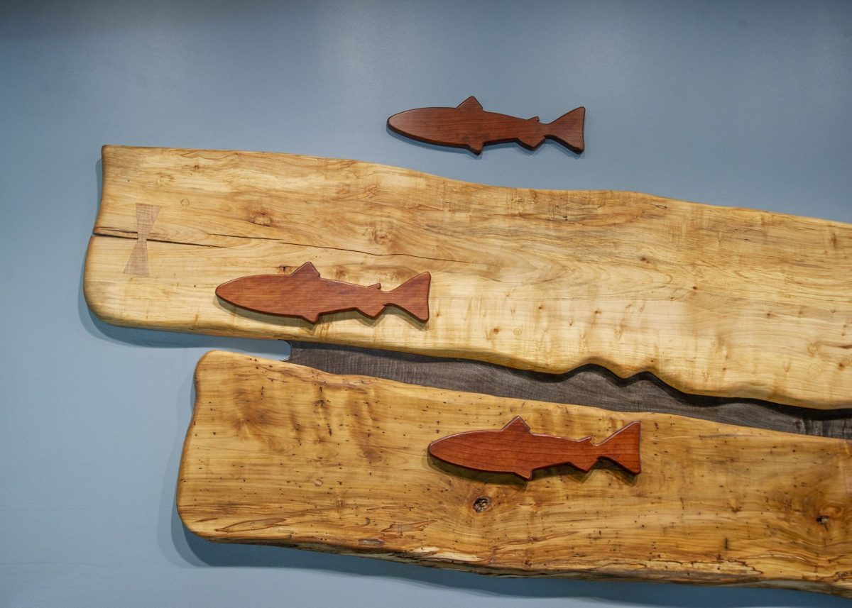 wooden fish mural