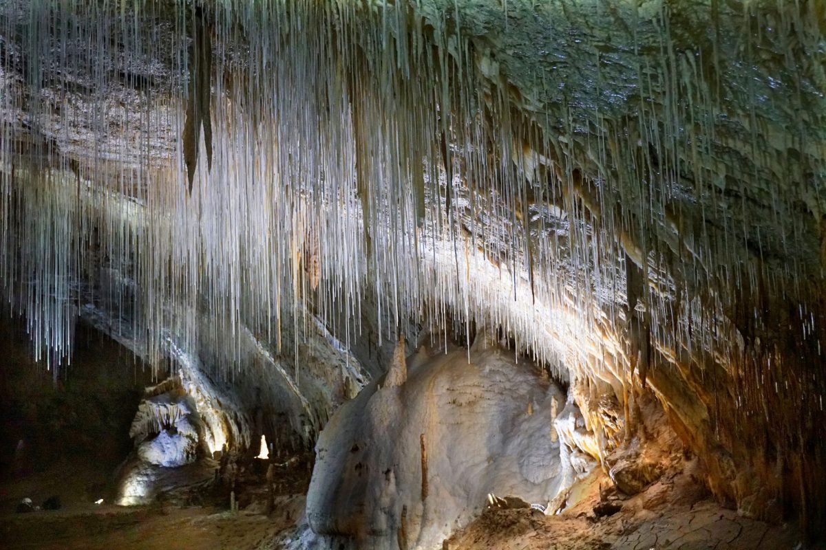 rock formations inside cave