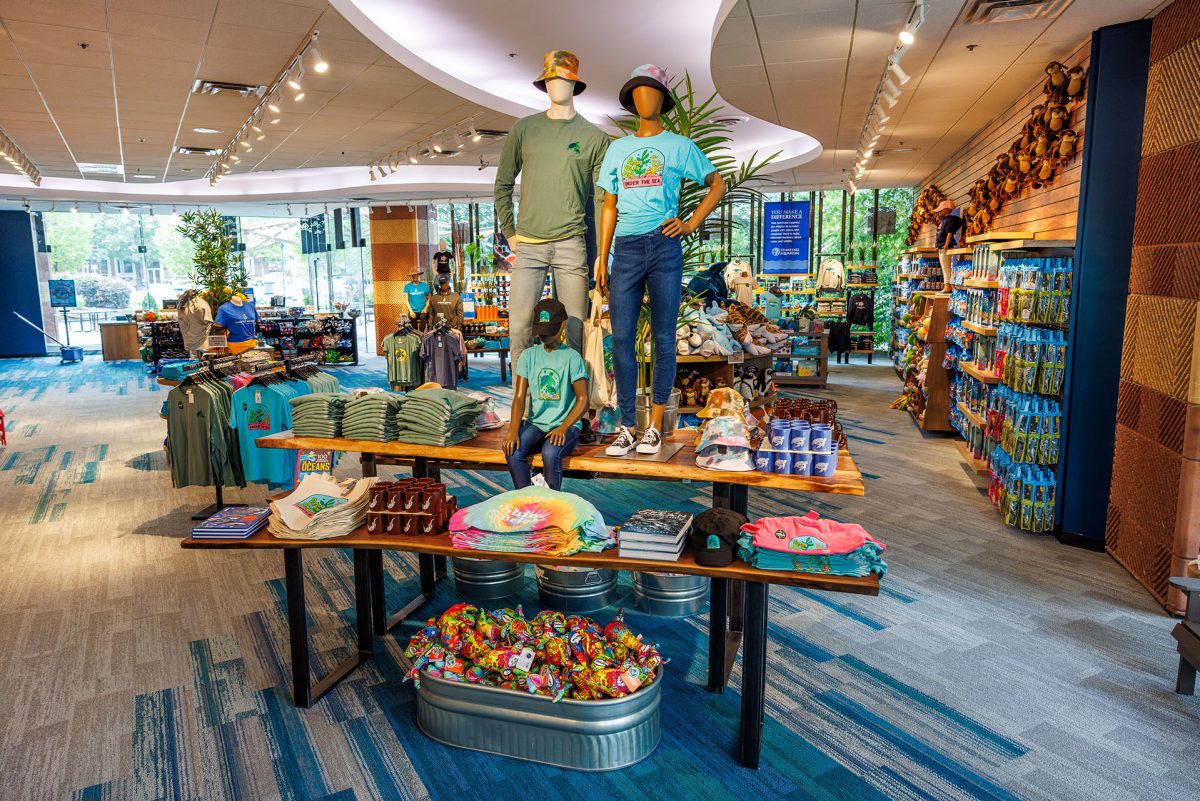 A display table in the aquarium gift shop