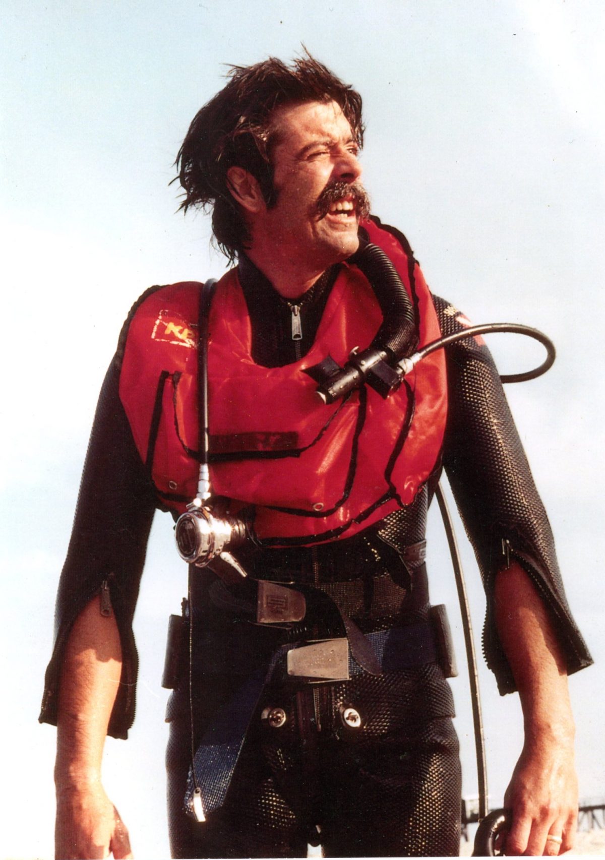 Jackson Andrews in dive gear on Cape Cod
