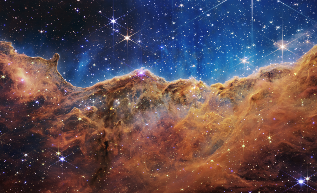 The Cosmic Cliffs, as seen by NASA's Webb Telescope.