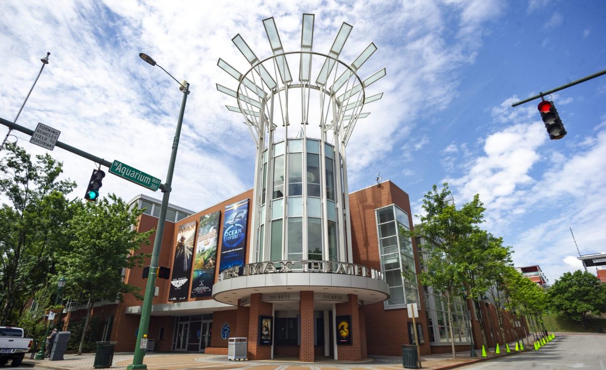 The exterior of the IMAX 3D Theater in downtown Chattanooga. Home to a six-story screen — Chattanooga’s largest — and a state-of-the-art IMAX with Laser audio-visual suite.