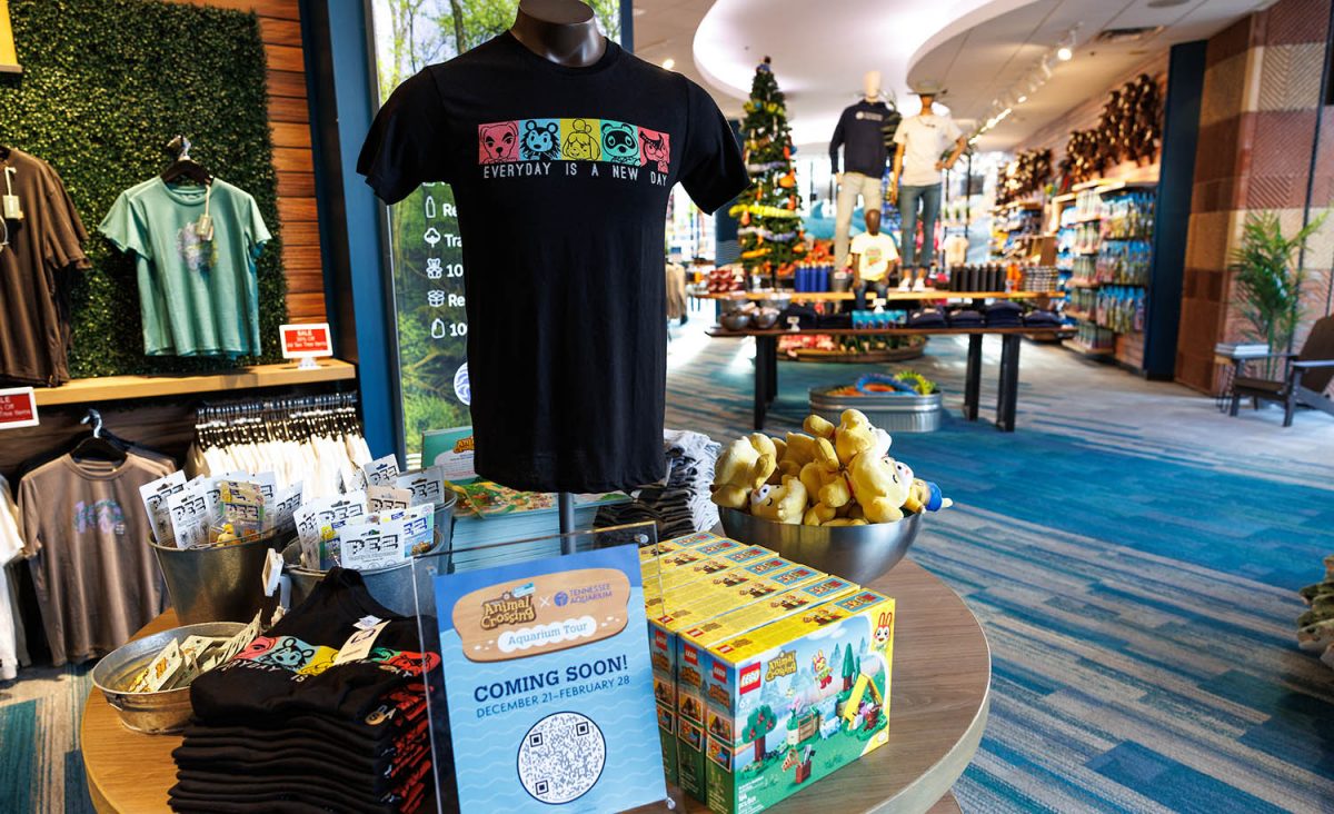 Animal Crossing: New Horizons merchandise is available now in the Tennessee Aquarium gift shop.