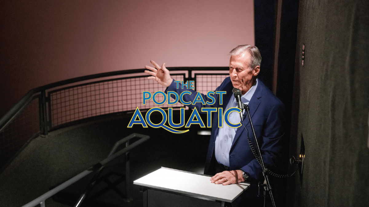 Capt. Greg (Boss) Wooldridge speaks at the Tennessee Aquarium IMAX after a showing of the Blue Angels 3D film.