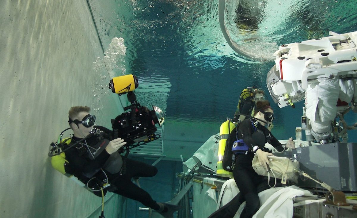 Tim Greers films underwater at NASA.