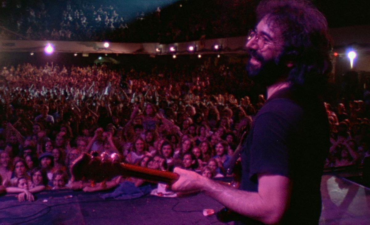 Jerry Garcia performs in The Grateful Dead Movie. (Credit: Trafalgar Releasing & Rhino Entertainment)