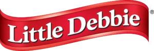 text "Little Debbie" on a wavy red ribbon logo for Little Debbie company