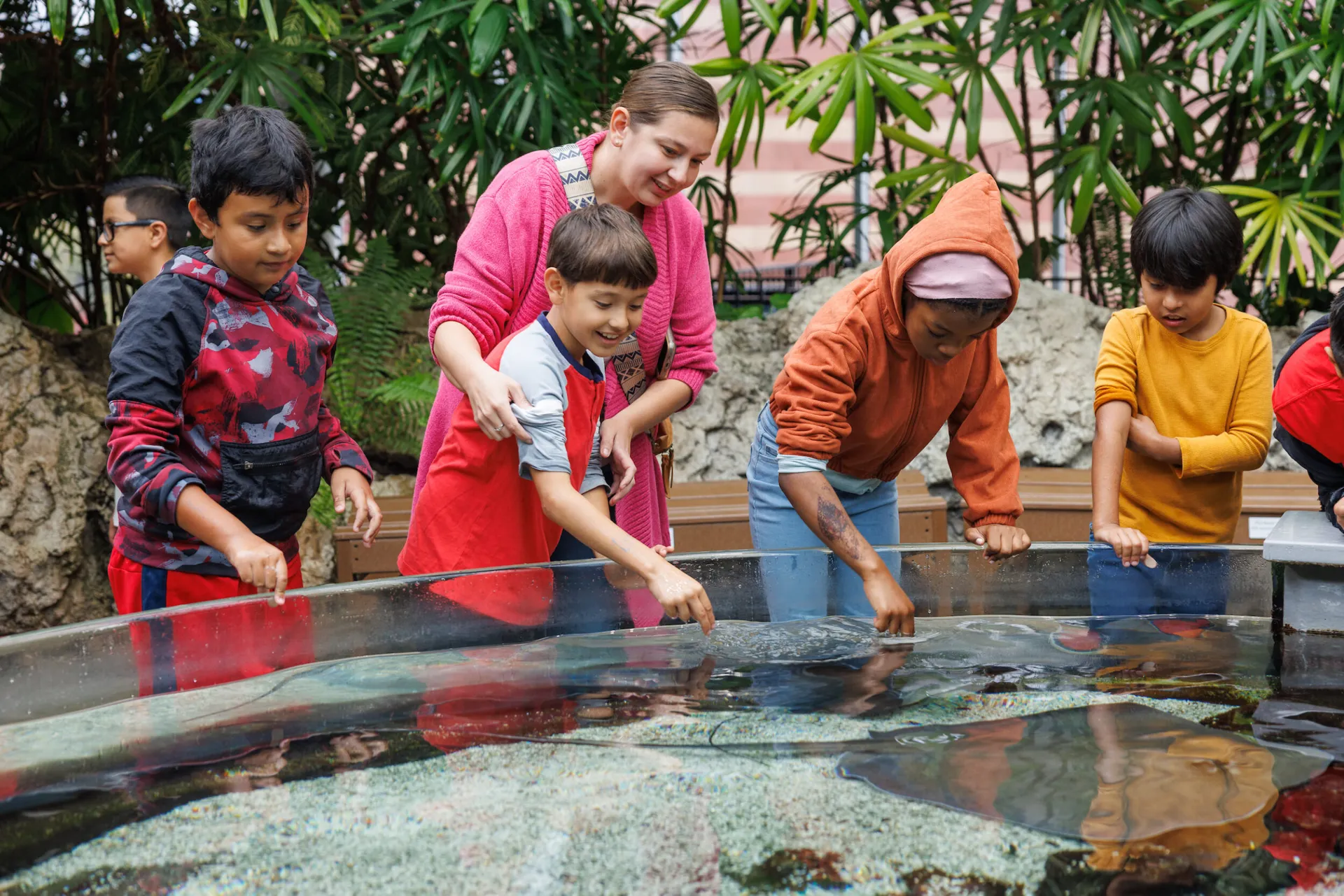 Kids at touch tank