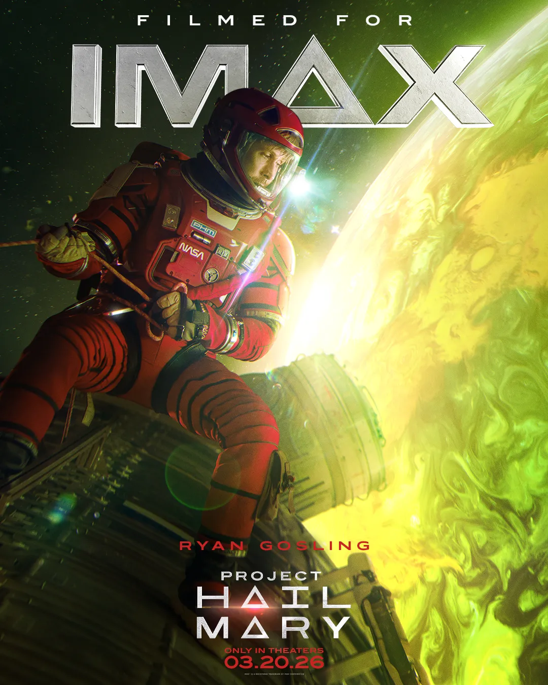 Movie graphic for Project Hail Mary with Ryan Gosling coming to IMAX in 2026
