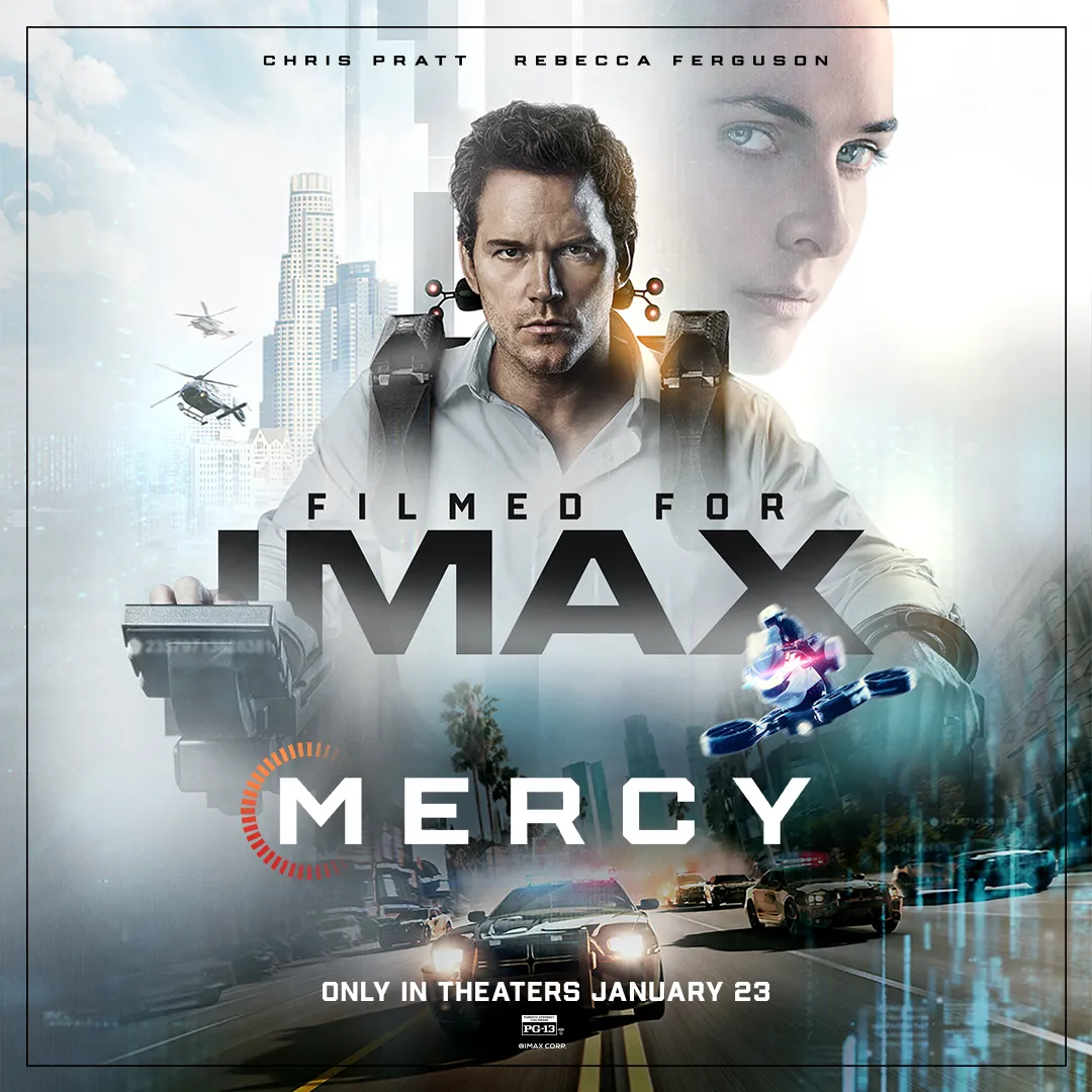 Graphic for MERCY movie, in IMAX January 2026