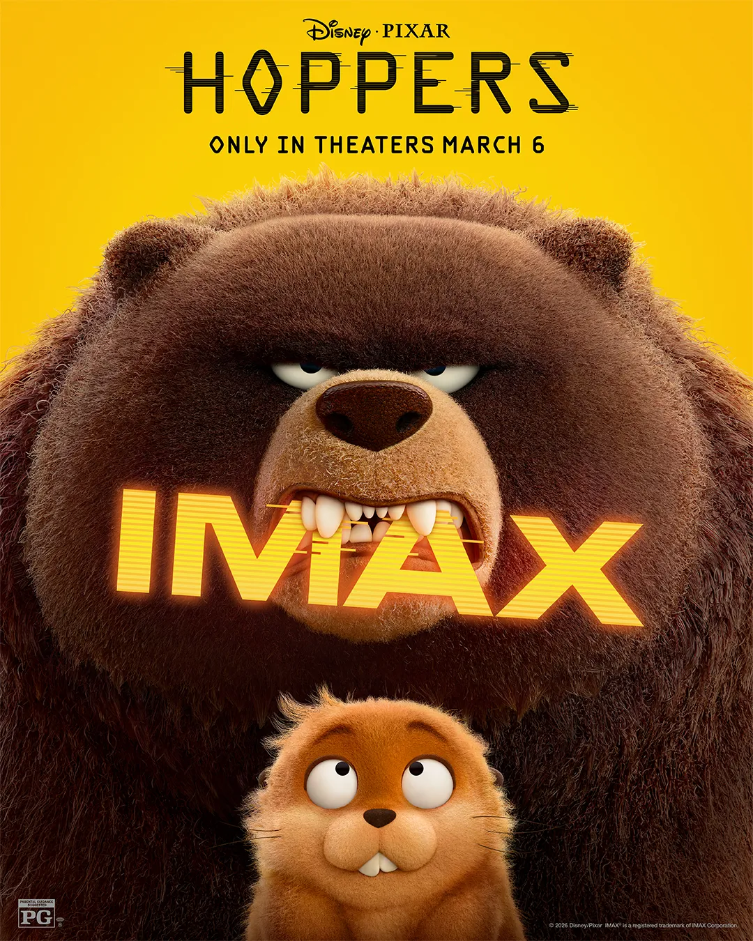 promotional graphic for Hoppers Disney movie coming to IMAX