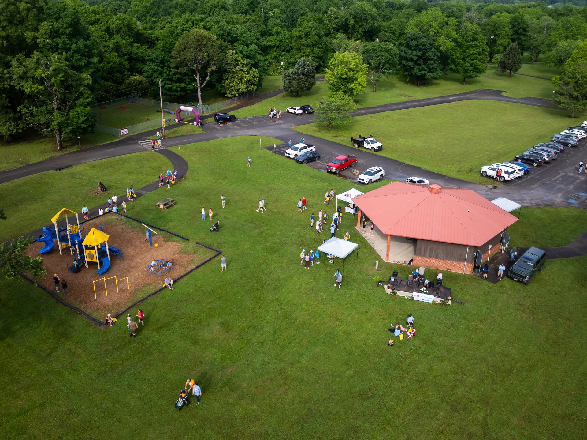 Aerial view of the Laurel Dace Day 2025 event in Spring City, TN