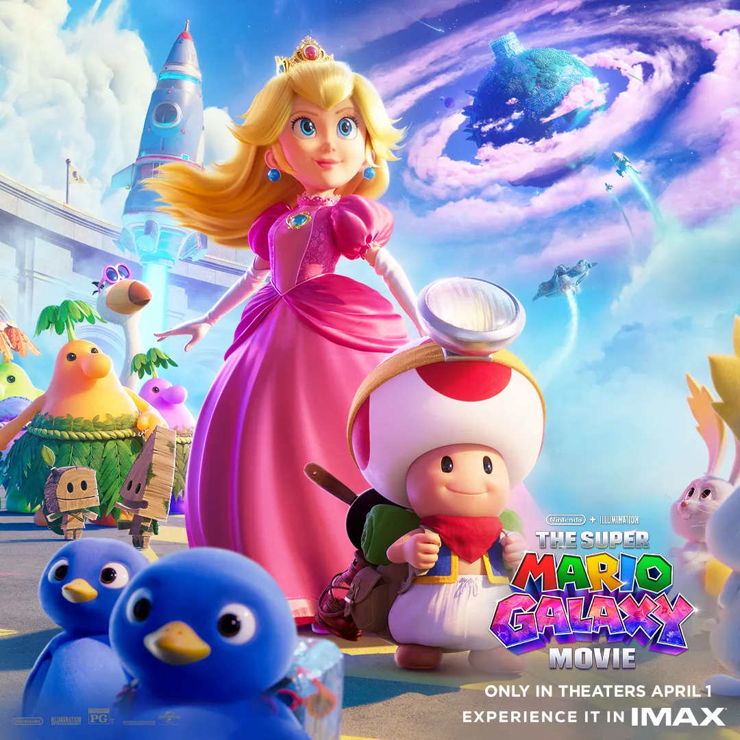 Poster graphic for The Super Mario Galaxy Movie, coming to theaters April 2026