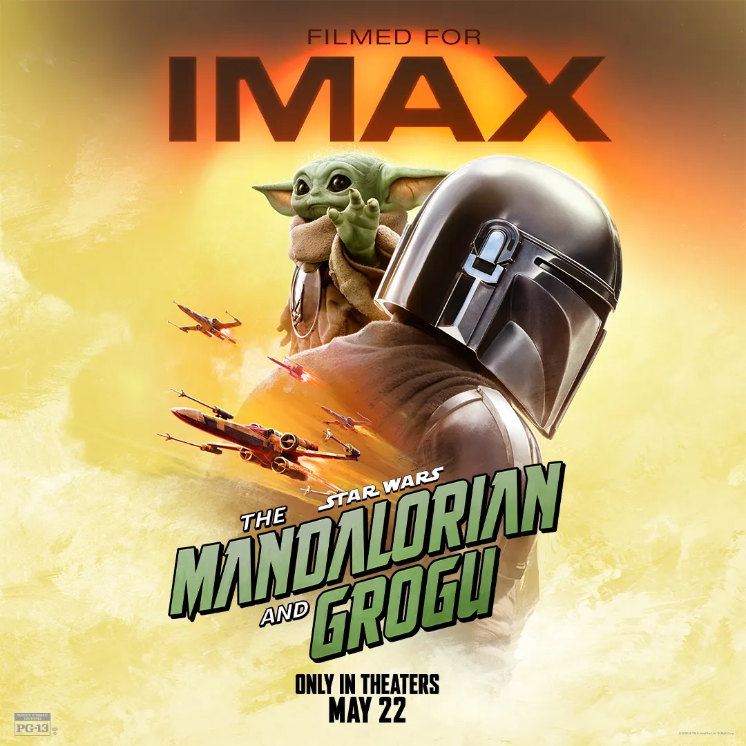 Movie poster for Mandalorian & Grogu movie coming to IMAX in May 2026