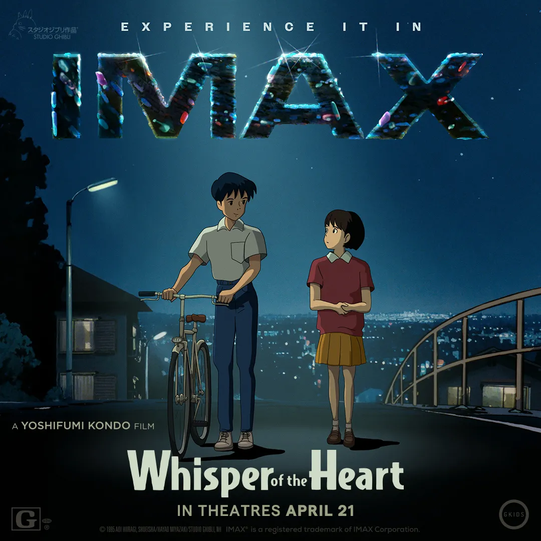 Promotional graphic for Whisper of the Heart in IMAX