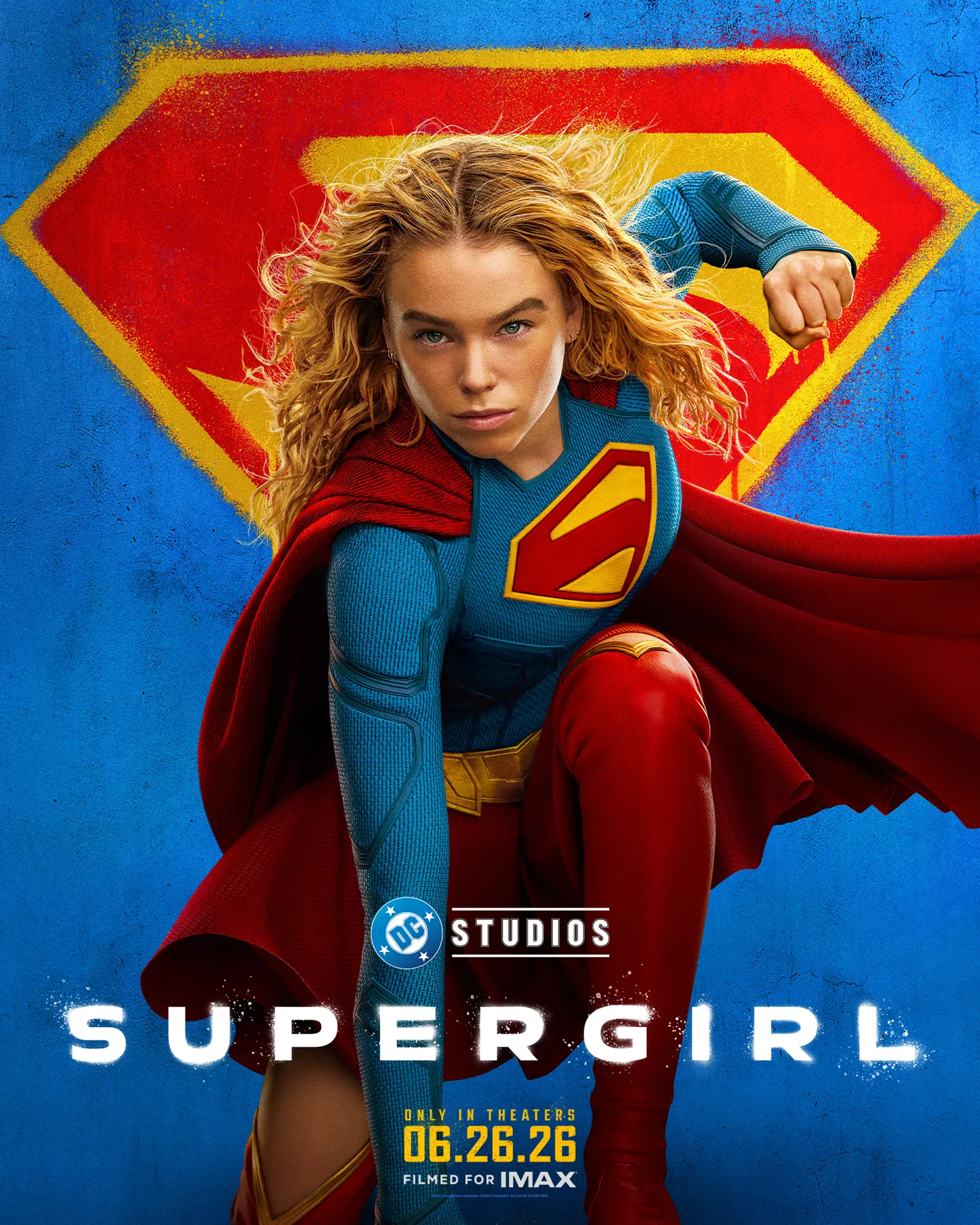 Movie poster for Supergirl coming to IMAX in late June 2026