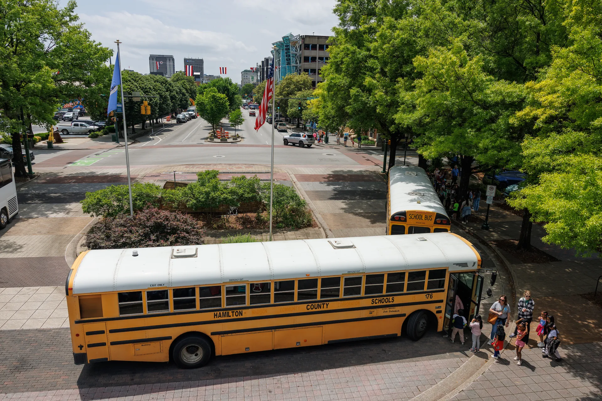 School buses in the Aquarium