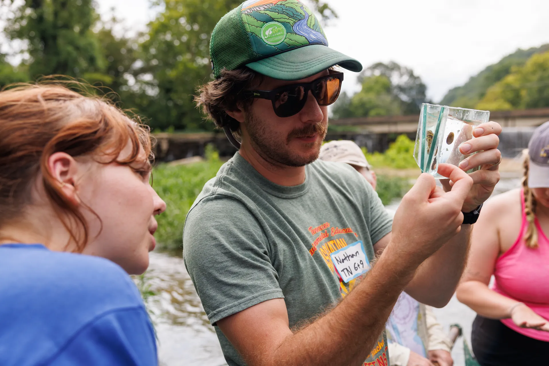 The Tennessee Aquarium Conservation Institute and Aquarium educators take a group of teachers to seine in South Chickamauga Creek for the River Teachers professional development program.