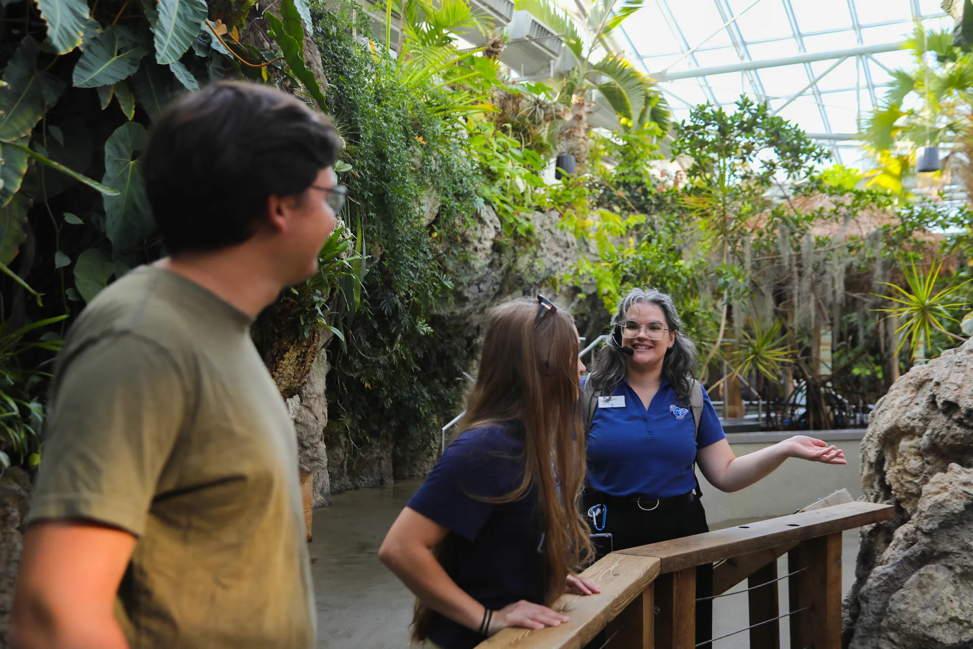Guests enjoying a Deeper Dives tour in the Tropical Cove Forest at the TN Aquarium