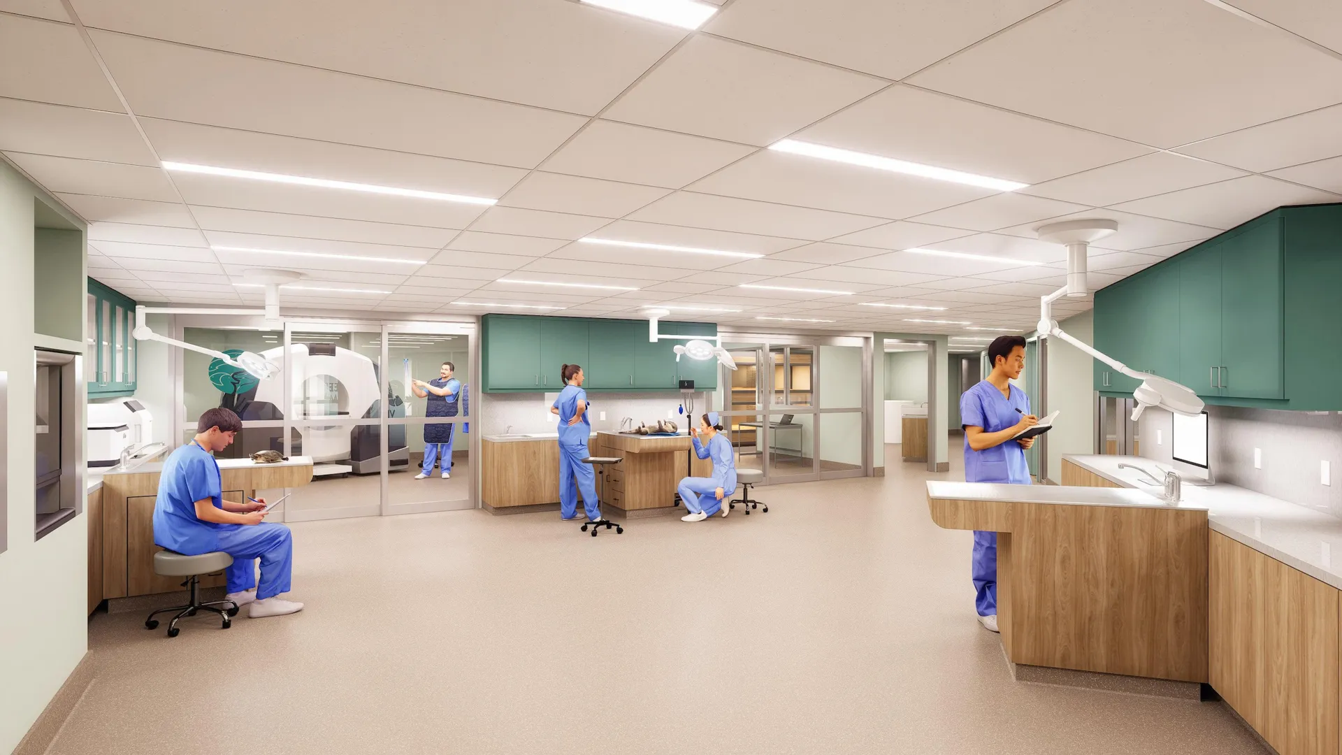 An architectural rendering visualizes the Tennessee Aquarium’s new, $5 million on-site animal hospital. This state-of-the-art, 3,000-square-foot facility in ​the River Journey Building is under construction and is slated to open in June 2027. 